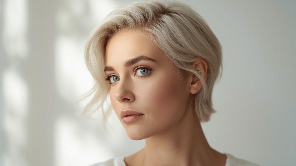 capello corto donna biondo platino
